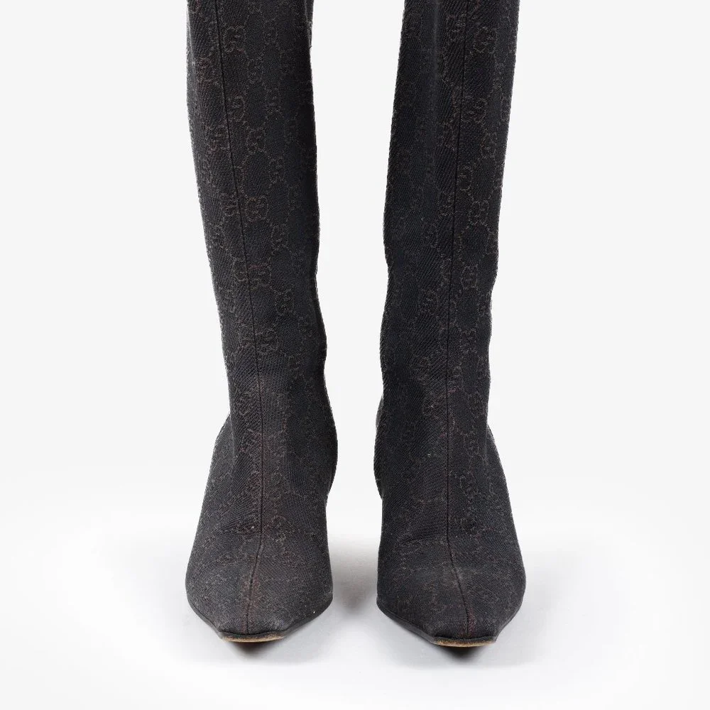 *SOLD* Gucci GG Monogram Canvas Espresso Brown Boots - Picture 2 of 12